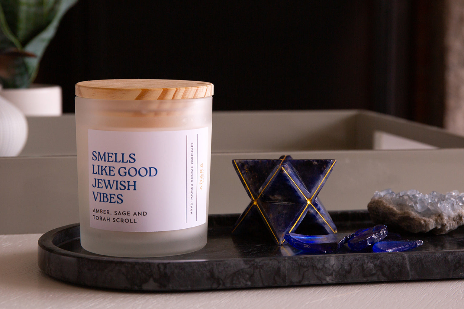 Smells Like Good Jewish Vibes - Amber, Sage & Torah Scroll Scented Candle